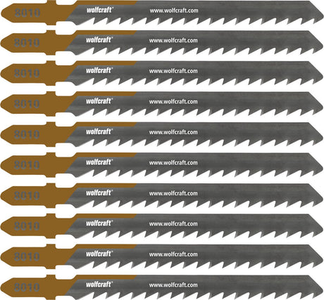Wolfcraft - lames de scie sauteuse à bois 10 pièces - 50 mm - tige en T - hcs - 8010100
