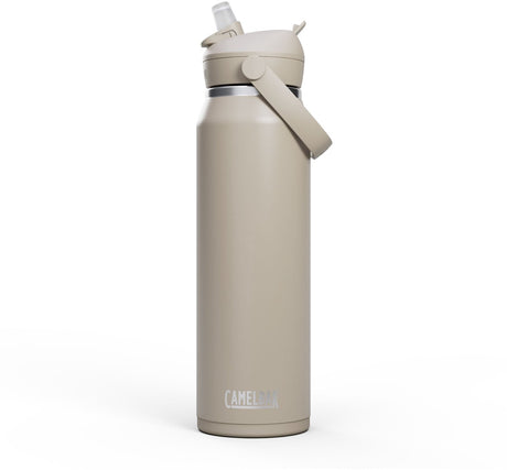 Gourde Camelbak Thrive Flip Straw - 1 l - acier inoxydable - avec paille - bouteille d'eau isolante - beige