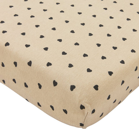 Meyco drap-housse baby sweet heart lit junior - sable doux noir - 70x140 150cm