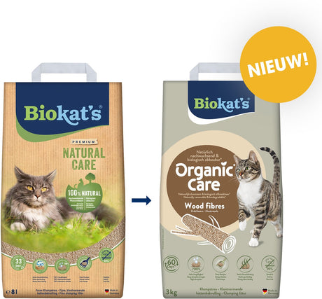 Biokat's biokat's bois de soin biologique - 3 kg - litière pour chat - agglomérante - sans odeur