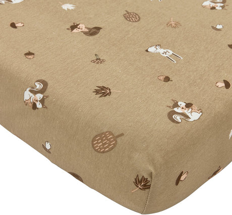 Drap-housse bébé animaux de la forêt Meyco - sable - 50x90cm