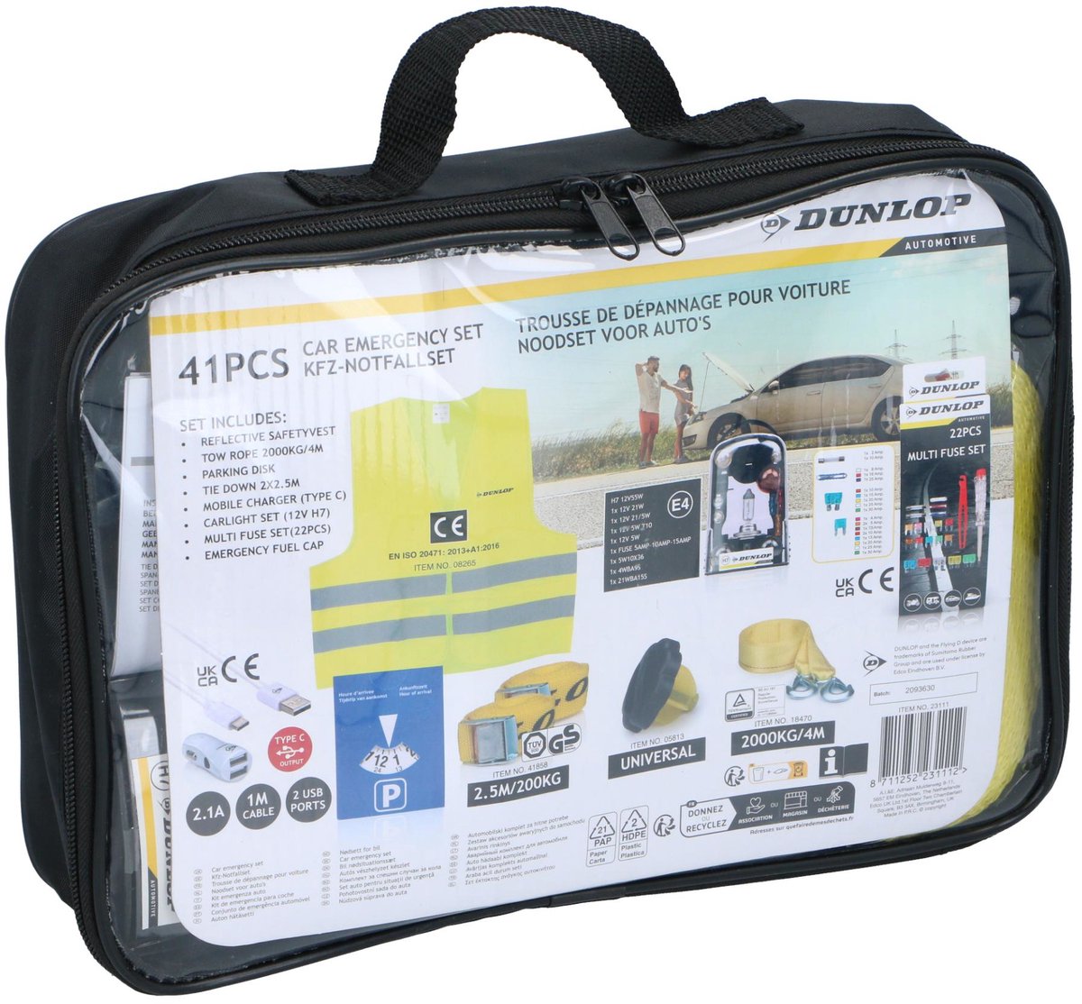 Kit d'urgence pour voiture 8 pièces