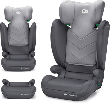 Siège auto 2 en 1 Kinderkraft i-spark – 100-150 cm – r129 i-size – h-guard sps – gris