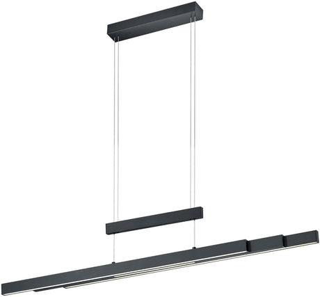 Trio trajan - lampe suspendue - noir mat - incl. 1x SMD 45w - hauteur et longueur réglables - variateur tactile - couleur de la lumière réglable en continu - éclairage de haut en bas