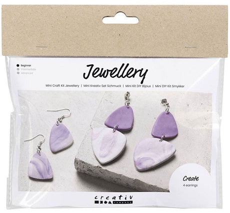 Entreprise créative mini passe-temps ensemble bijoux boucles d'oreilles violet