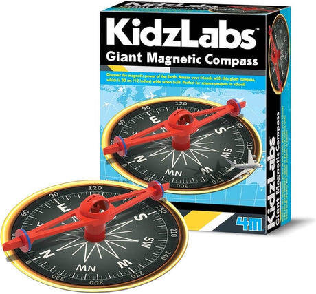 Kidzlabs 4m : compas magnétique géant 30cm, avec instructions détaillées, en boîte 17x22x6cm, 5+