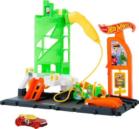 Hot Wheels City Station de recharge électrique voiture transparente