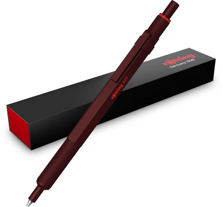 Stylo à bille Rotring 600 | point moyen | encre noire | stylo avec boîtier entièrement en métal | truffe au chocolat | poignée moletée antidérapante et manchon hexagonal | rechargeable