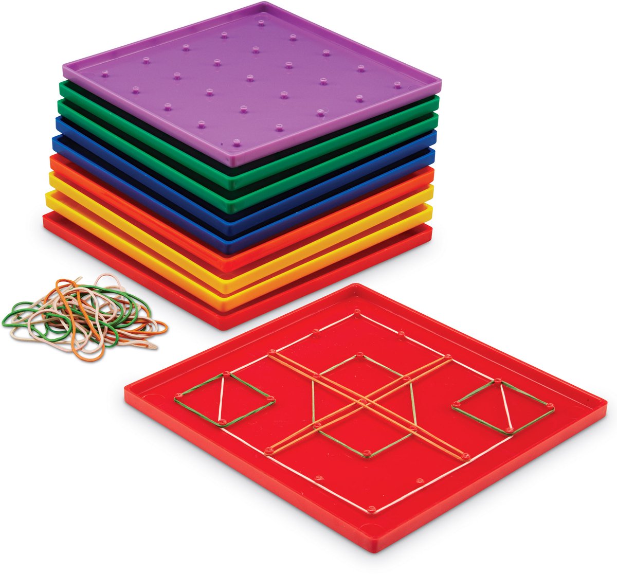 Ressources d'apprentissage jouets éducatifs 5 x 5 géoplans à broches, lot de 10. - 3+