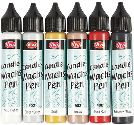 Stylo de décoration pour bougies Viva decor, couleurs standards, 6x28 ml 1 boîte