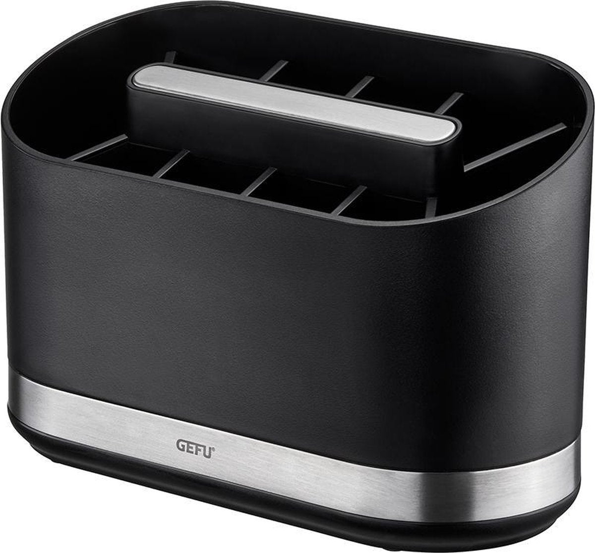 Porte-ustensiles de cuisine Gefu smartline - porte-ustensiles en acier inoxydable avec 10 compartiments - séparateur amovible - antidérapant - organisation de la cuisine