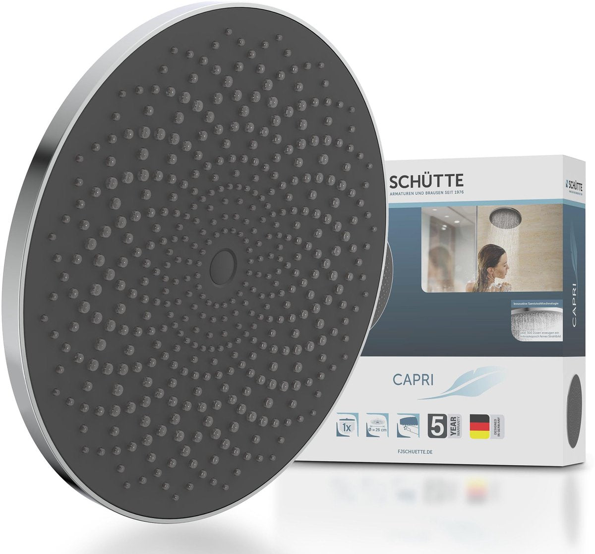 Douche de tête Schütte Capri - pomme de douche ronde - ø 26 cm - chrome-anthracite