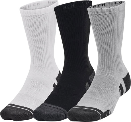 Under armour ua performance tech 3pk chaussettes de sport unisexes crew-gray - gris mod - blanc - gris jet