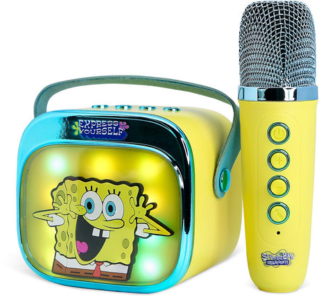 OTL technologies Bob l'éponge - set de karaoké pour enfants - microphone et haut-parleur sans fil - avec effets de lumière - distorsion de la voix