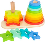Small foot - tour empilable en bois cercle arc-en-ciel et étoile, 19 pcs.