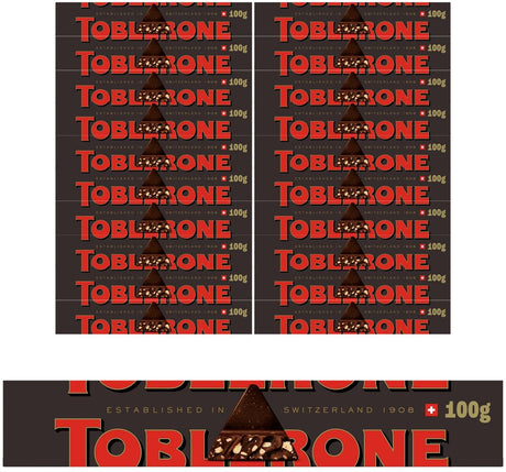 Tablette de chocolat Toblerone noir foncé 20 x 100g - barre de chocolat ou tablette de chocolat - bouillon - cadeau - noir