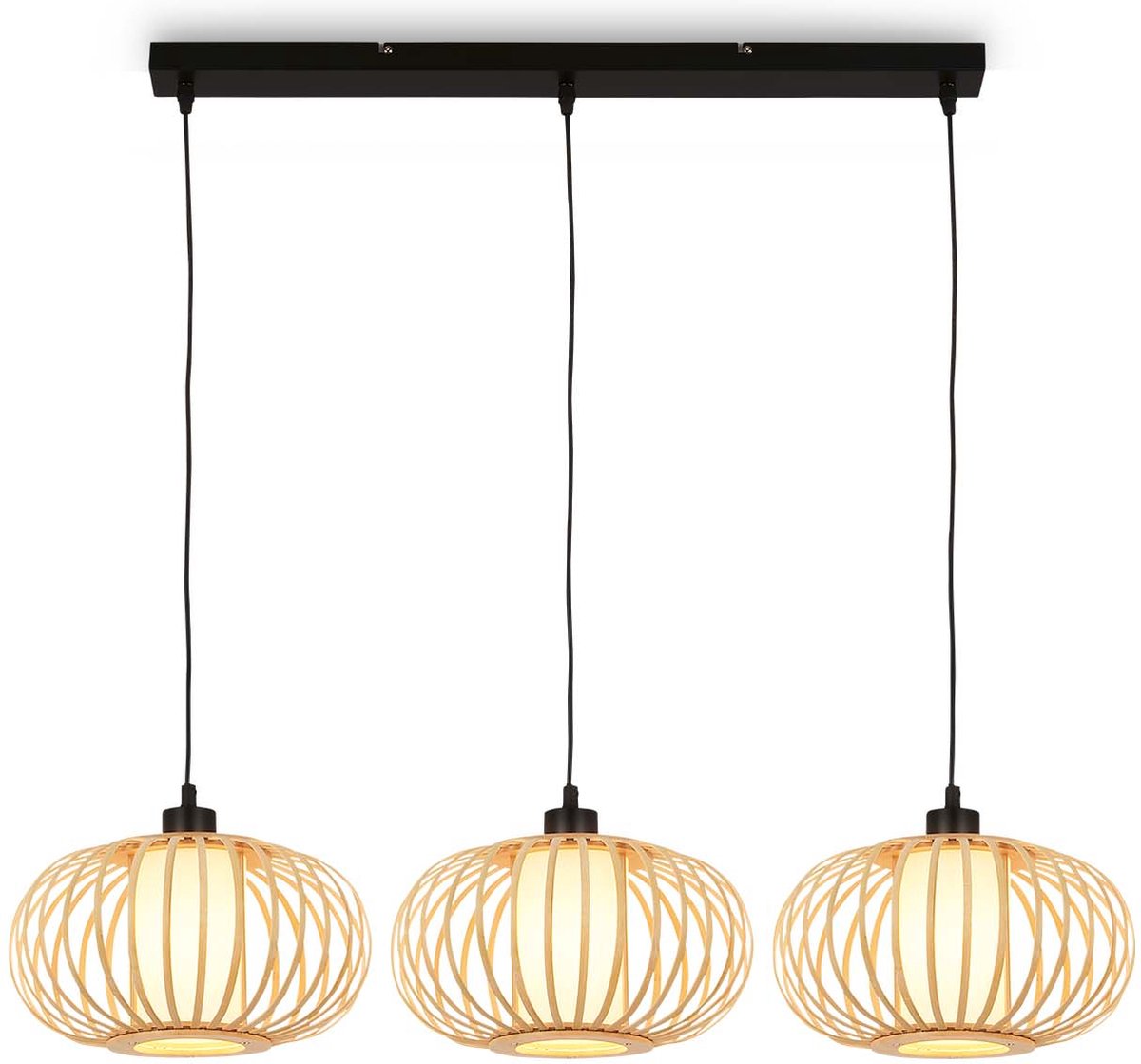 Briloner - rotti - lampe suspendue, 120 cm, 3x e27, max. 10w, couleur bois