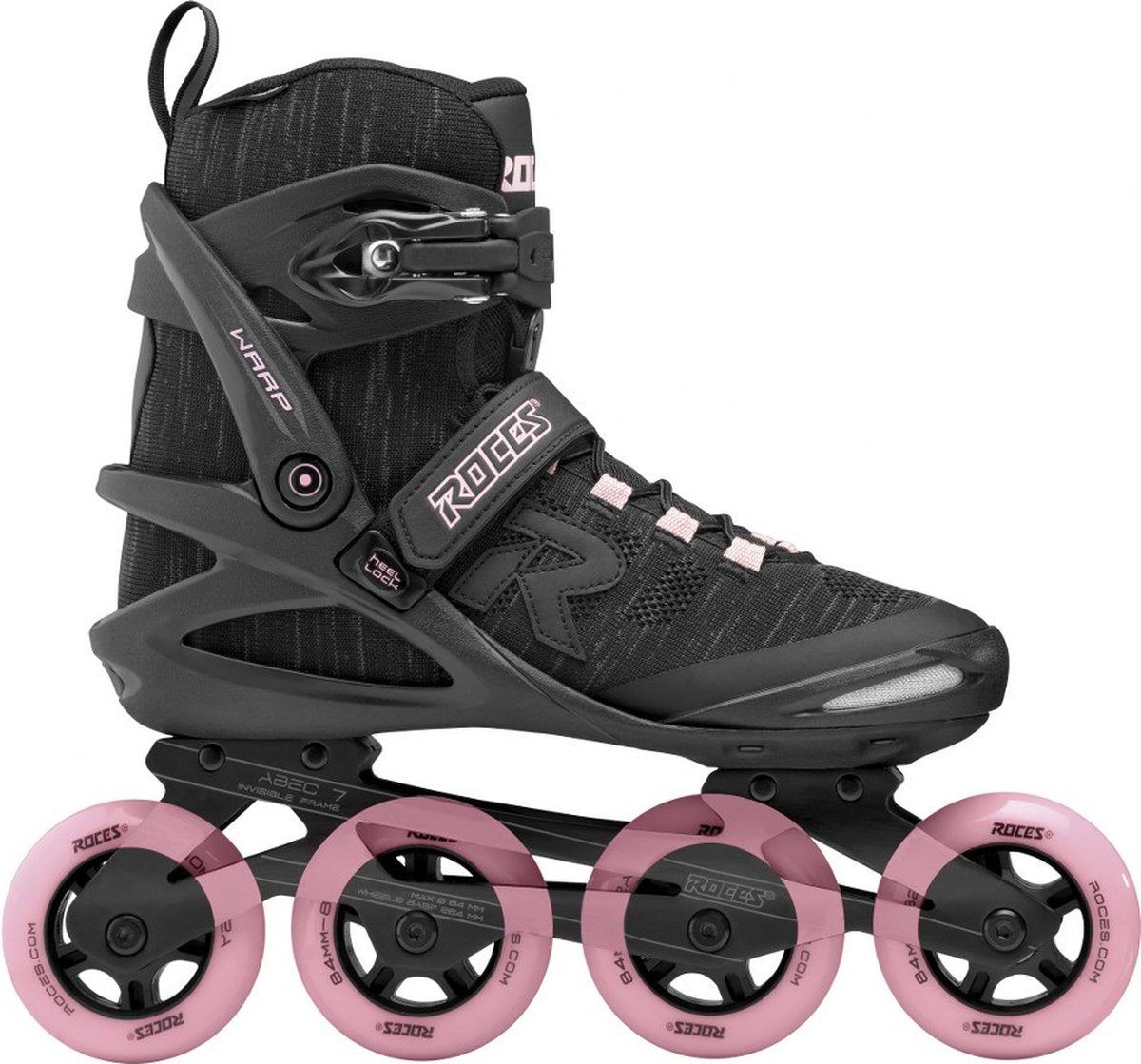Roces warp thread 84 rollers en ligne femme - roues 4x84mm - rollers fitness - noir rose - taille 38