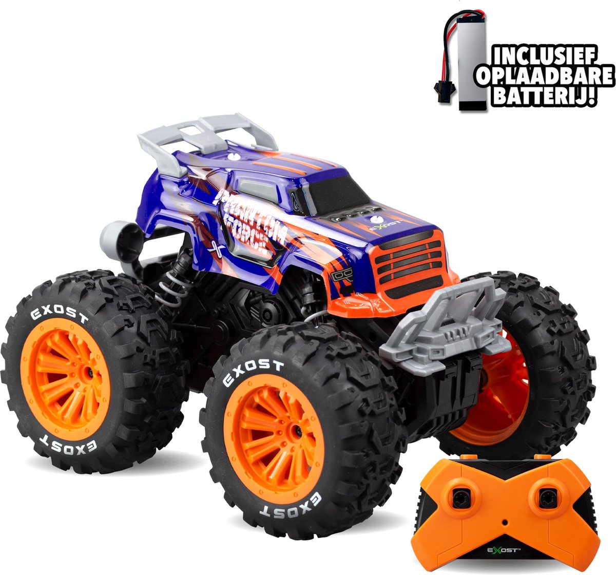 Exost RC Phantom Force Monster Truck 1:16 - Voiture contrôlable avec. batterie rechargeable