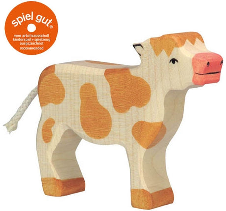 Veau Holztiger, debout, brun. 11 cm.