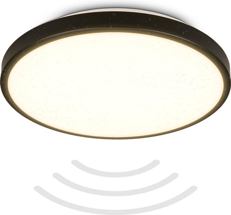B.K.licht - Éclairage de salle de bain LED - plafonnier avec détecteur de mouvement - ip54 - lumière blanc chaud - 29x7,5 cm - noir