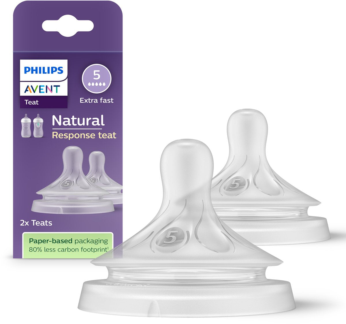 Philips avent réflexe de succion naturel – vitesse 5, 6+ mois, 2 pièces - scy965 02 - tétines pour biberons