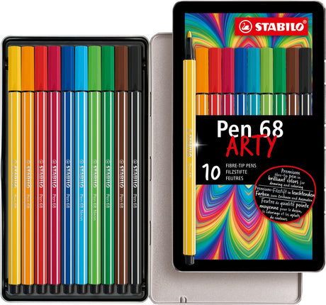 Stylo Stabilo 68 - feutre - boîte en métal de 10 pièces