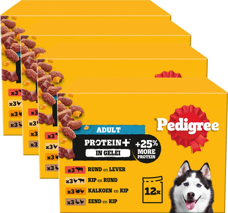 Sachets repas adulte Pedigree - sélection protéine+ en gelée - nourriture pour chien - 48 x 85g