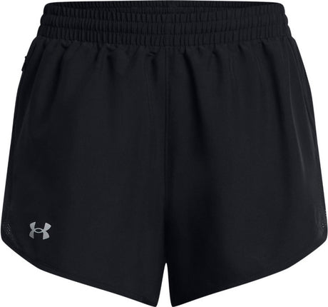Under armour ua fly by 3'' shorts-blk pantalon de sport femme - noir - blanc - réfléchissant