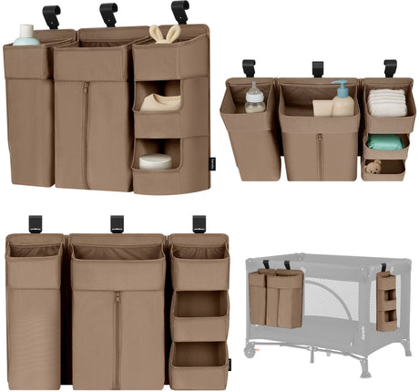 Lionelo sidepocket large – organiseur de berceau à poche de chevet 58×11×58 cm – conception modulaire en 3 parties avec poche zippée – pour lit de voyage, boîte cododo – renforcé, multifonctionnel amovible – couches, lingettes accessoires