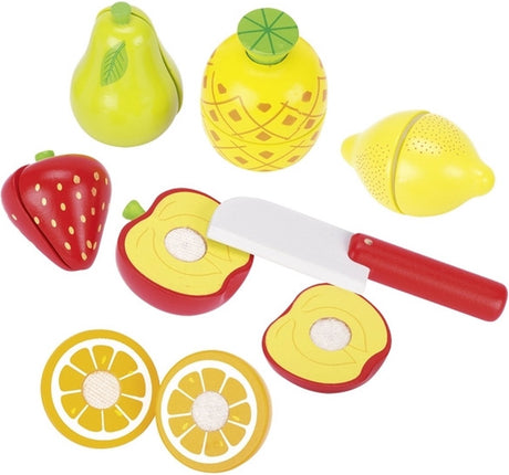 Cuisine jouet Goki - set à découper les fruits - 13 pièces - bois avec velcro - 3 ans