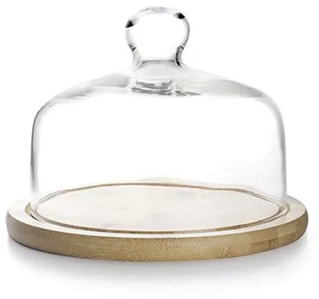 Plateau en verre Ibili 18 cm avec base en bois transparent