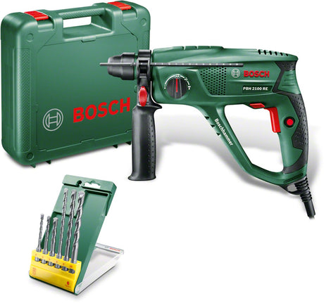 Bosch vert pbh 2100 re marteau perforateur | + coffret 6 pièces promoline sds plus s2 - 06033a9303