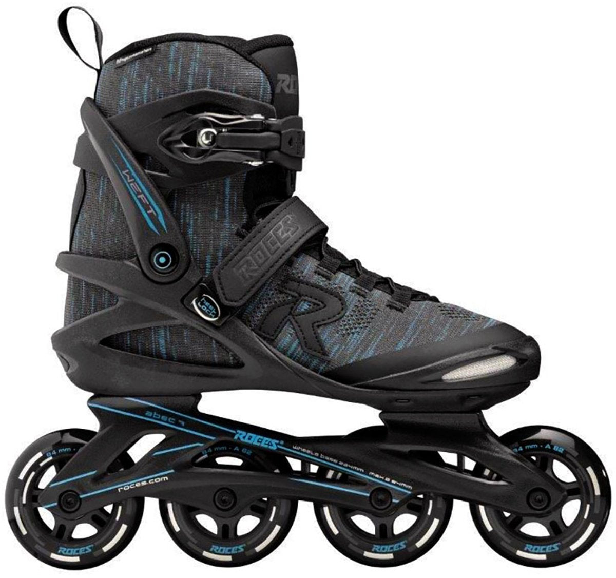 Roces fil de trame 84 rollers en ligne adultes – roues 4x84mm – rollers fitness – noir bleu – taille 40