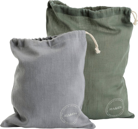 Aya ida aya ida - sacs en coton - sac en coton - boîte à lunch - réutilisable - vert tropical gris foncé