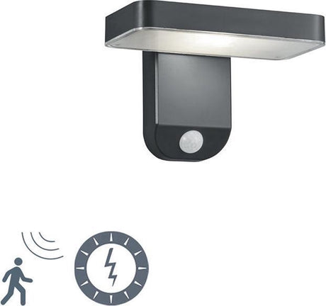 Rl vis ta lumière réalité esquel - applique murale - anthracite - incl. 1x smd 4,5w - détecteur de mouvement - solaire - énergie solaire - sans fil - éclairage extérieur - ip44