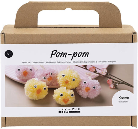 Creativ company mini hobby set pompon, poussins, différentes couleurs, 1 boîte