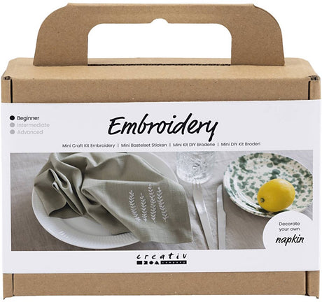 Entreprise créative https: www.ccobby.nl mini-hobbyset-embroidery-napkin-dusty-green-1-box