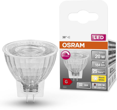Lampe LED Osram - spot gu4 - 12v - 2,8w - 184 lumen - blanc chaud - dimmable
