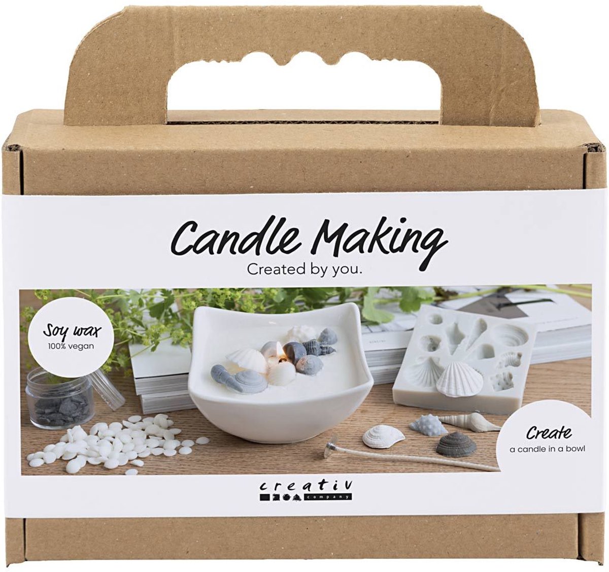 Société créative https : www.ccobby.nl mini-hobbyset-candle-making-shells-gray-off-white-1-box