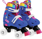 K3 - patins à roulettes - taille 34 37 - réglable en 4 tailles - avec butée - blanc - arc-en-ciel - avec roues en 4 couleurs