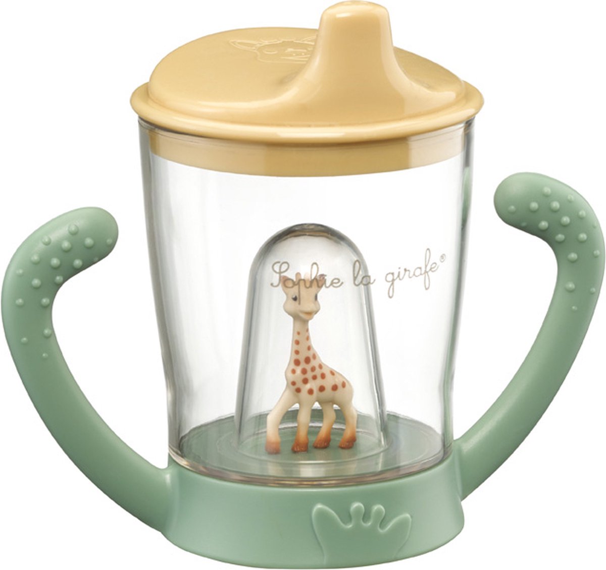 Gobelet Sophie la girafe - gobelet pour enfant - étanche - gobelet anti-fuite - à partir de 6 mois - 200 ml - dans un coffret cadeau blanc - jaune vert