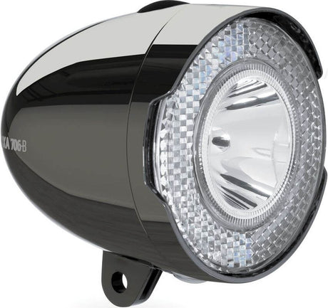 Headlight 706-B Retro 15 Lux LED Batterie Chrome noir