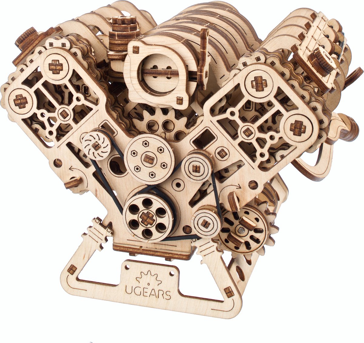 Modèle 3D en bois Ugears - moteur v8