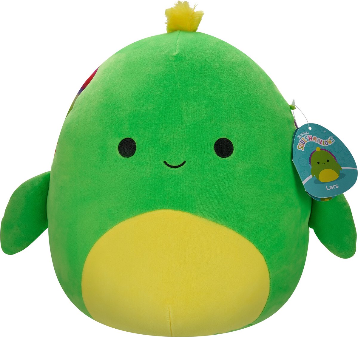 Squishmallows lars-tortue verte fluo avec coquille tie-dye néon peluche 30cm