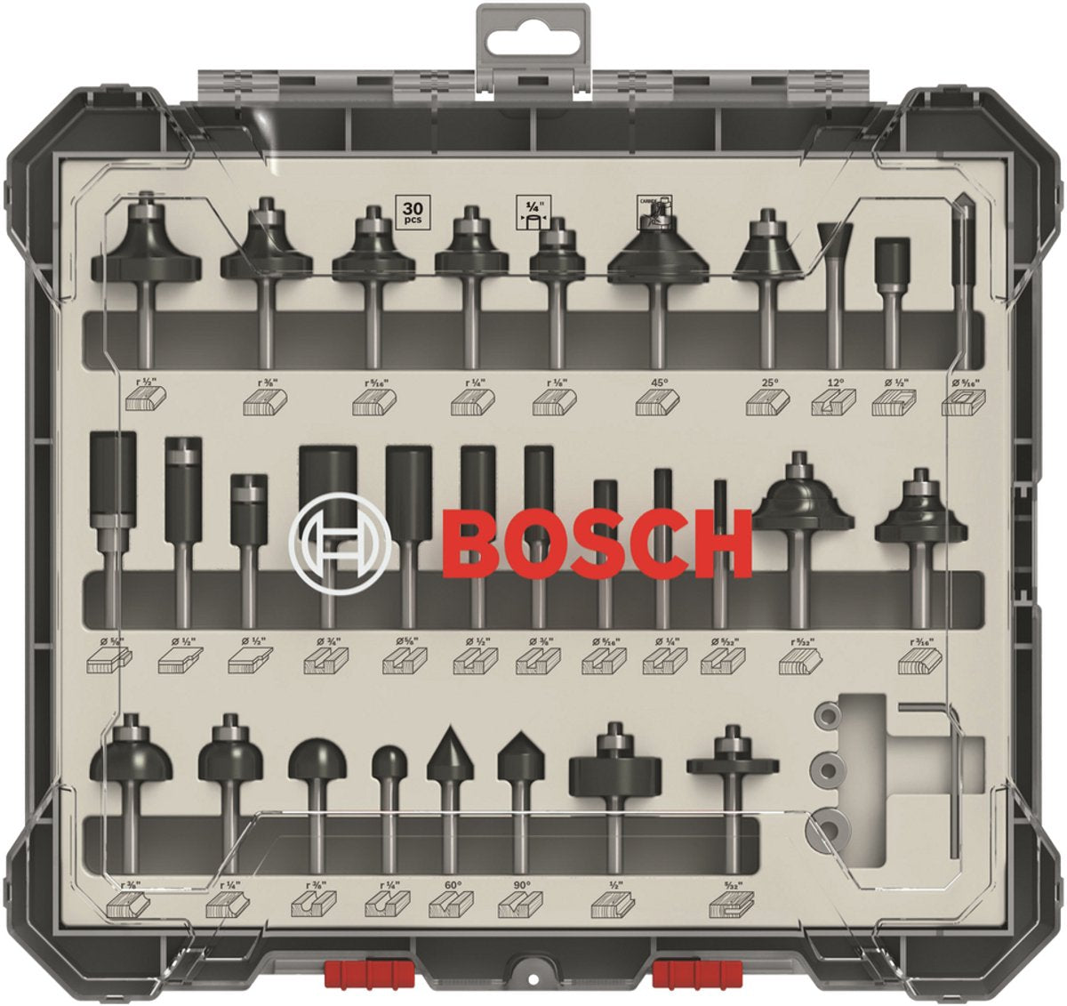 Bosch jeu de fraises mixtes 30 pièces 1 4 pouces - 2607017476