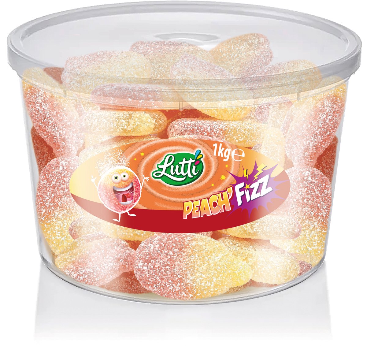 Lutti - peach’fizz - zure snoepjes -perzikmaak - silo - 1kg
