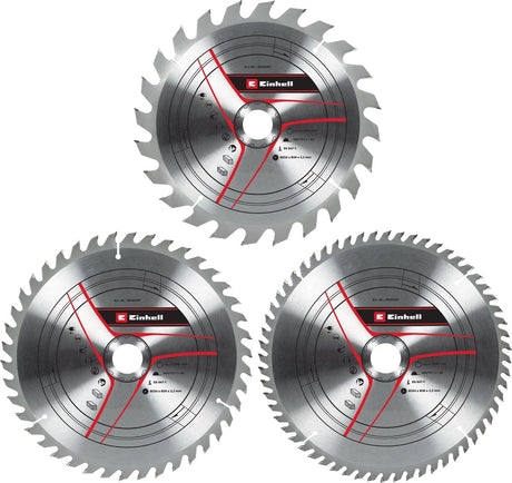 Jeu de lames de scie carbure Einhell TCT - 3 pièces - ø254 x 30 x 3,2 mm - 24 42 60 dents
