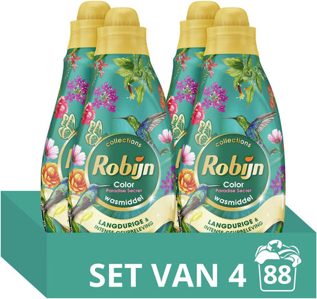 Détergent liquide Robijn petites collections puissantes - secret du paradis des couleurs - 4 x 22 lavages - pack économique
