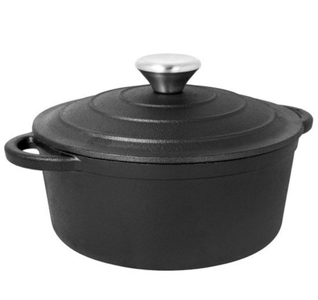 Casserole en fonte Brunbeste - 5,9 l - 28 cm - marmite avec couvercle - noir